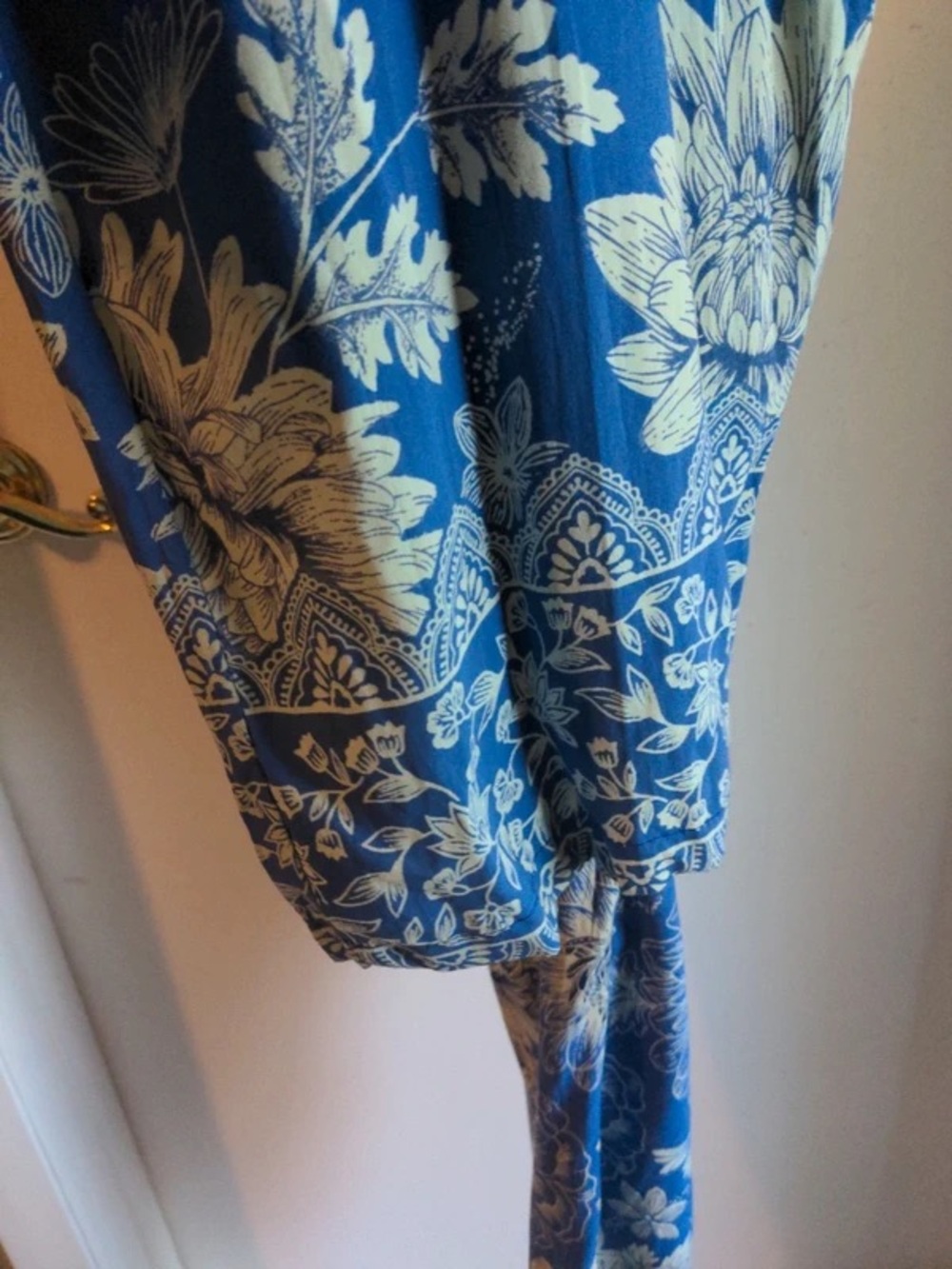 Blue Floral V-Neck Maxi Dress with Spaghetti Straps - Picture 4 of 5